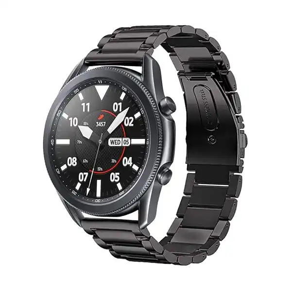 سوار أكسسوري معدني سريع الفك من الفولاذ المقاوم للصدأ متوافق مع ساعة سامسونج جالاكسي 3 مقاس 41 ملم ايه دبليو اتش أسود للجنسين - للبالغين