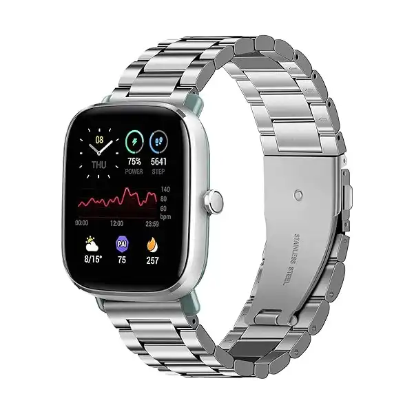 اساور من فيك ريور متوافقة مع امازفيت GTS / 2 ميني 2e 3 4 سوار بديل الستانلس ستيل الصلب لساعة بيب برو يو فضي