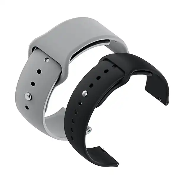 سوار ساعة بلونين من السيليكون من يودي مقاس 22 ملم لساعة ريلمي 2 برو، سوار ساعة من السيليكون بلون رمادي وأسود، الساعة غير متضمنة