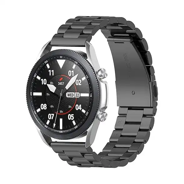 سوار ساعة متوافق مع جالكسي 4 44 40 ملم كلاسيك 46 42 بديل من الفولاذ المقاوم للصدأ 20 لساعة سامسونج جالاكسي 3 41 ملم-اكتيف 2-1-جير S2 جيه ان سي في اكس لون أسود للبالغين الجنسين
