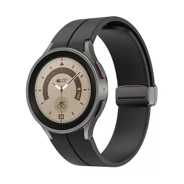 سوار سيليكون بديل متوافق مع ساعة سامسونج جالاكسي واتش 5 برو 45 ملم|جالاكسي 44/40 4 خاص تصميم بدون فجوات من دادو أسود
