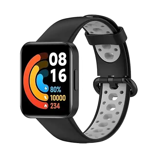 سوار رياضي بديل من سيليكون ناعم متوافق مع ساعة شاومي ريدمي ووتش لايت من نيكست ستور (أسود ورمادي)