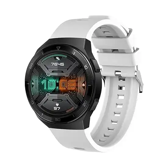 سوار ساعة رياضي بديل من السيليكون متوافق مع ساعة هواوي GT2E من نيكست ستور (أبيض)، للبالغين من الجنسين