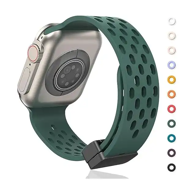 سوار ساعة رياضي من السيليكون الناعم جيد التهوية بمشبك مغناطيسي للنساء والرجال، لساعة ابل 49/ 45/ 44/ 42 ملم، سيريز SE/ 8/ 7/ 6/ 5/ 4/ 3/ 2/ 1/ الترا من Next store