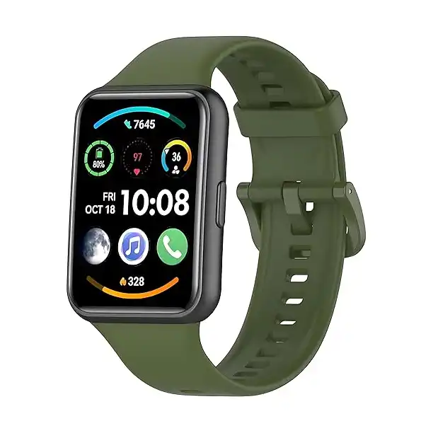 سوار سيليكون رياضي بديل متوافق مع ساعة هواوي فيت 2 من نكست ستور، سوار مقاوم للماء وجيد التهوية للرجال والنساء (زيتوني)