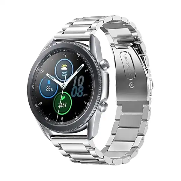 سوار بديل معدني سريع الفك من الستانلس ستيل متوافق مع ساعة سامسونج جالاكسي 3 45 ملم وساعة هواوي GT 2 46 جادجيت كوم فضي