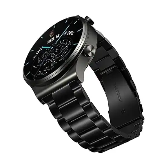سوار معدني بديل من الستانلس ستيل متوافق مع ساعة هواوي GT2 برو مقاس 22 اسود للبالغين الجنسين