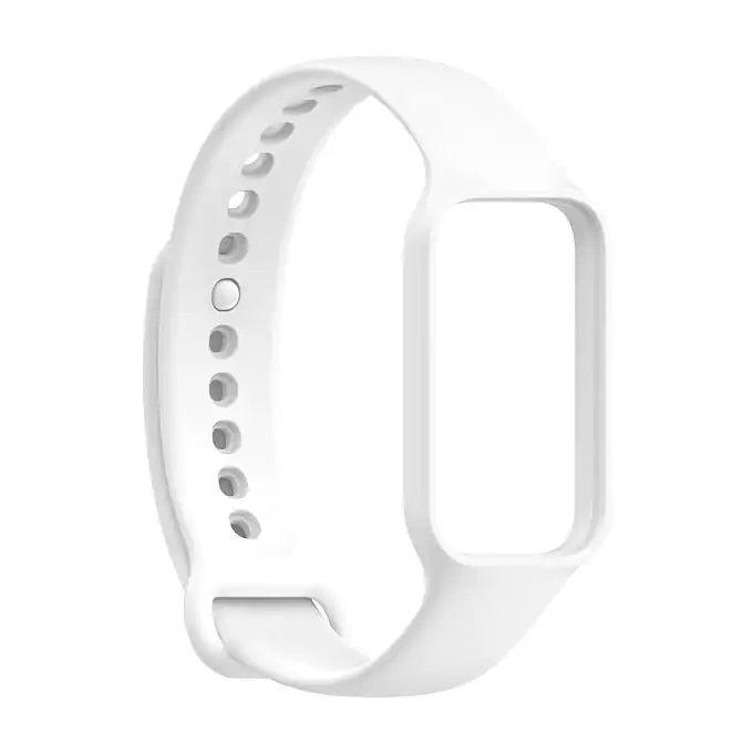 سوار بلاستيك متوافق مع شاومي سمارت باند 9 وريدمي باند 3 مع حافظة واقية ناعمة ومريحة مع سوار ساعة مدمج للاستبدال، لون أبيض