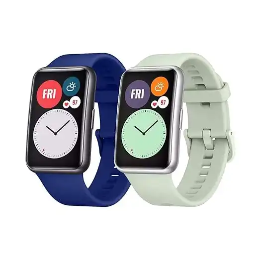 سوار بديل من السيليكون لساعة هواوي فيت من مارجون (قطعتين، أخضر مينت/أزرق غامق)