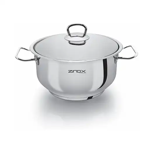 حلة سمارت مقاس 40 من زينوكس، مصنوع من الفولاذ المقاوم للصدأ 18/10 مع قاعدة ألومنيوم، لون فضي بتشطيب مصقول، آمن للغسيل في غسالة الأطباق ومقاوم للحرارة والتآكل مع خاصية حفظ الحرارة