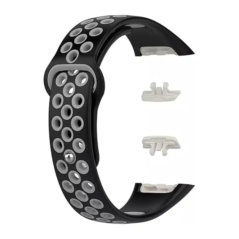 سوار ساعة بديل من السيليكون لساعة هواوي هونر 6 اسود ورمادي للكبار الجنسين