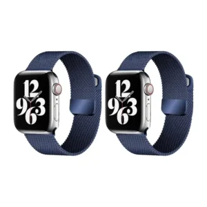 ecband Magnetic Metal Milanese Loop Band Compatible with Apple Watch Band 38mm 40mm 41mm, Adjustable Stainless Steel Mesh Strap Replacement for iWatch Series Ultra SE 8 7 6 5 4 3 2 1, Blue