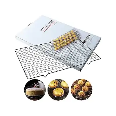 رفوف تبريد للخبز من المعدن غير لاصق، رف تحميص مصنوع اسلاك متشابكة، شبكة صغيرة والكيك والبسكويت والكوكيز لاسينج، عبوتين متعدد الألوان