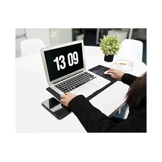 قاعدة ماوس مطاطية مضادة للانزلاق بتصميم خريطة العالم للابتوب والكمبيوتر، 60 طول × 30 عرض لون أسود