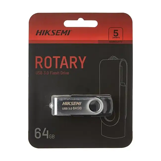 فلاش ميموري دوارة USB 3.0 سعة 64 جيجابايت من هيكسيمي، فضي/أسود، HS-USB-M200S 64G U3