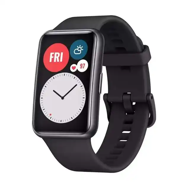 حزام لساعة هواوي فيت من مارجون معصم بديل السيليكون أسود للجنسين - للبالغين