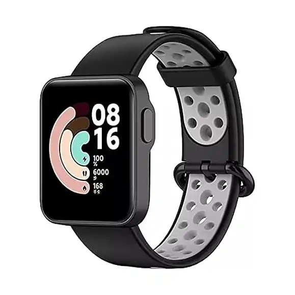 سوار ساعة سيليكون بديل متوافق مع ساعة مي سمارت ووتش لايت من دادو، لون مزدوج (اسود ورمادي)