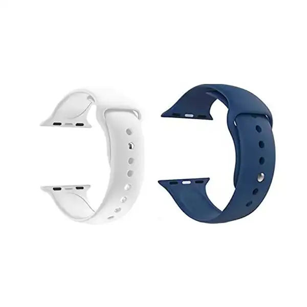 سوار ساعة سيليكون من قطعتين لساعة ابل مقاس 38/40 ابيض/ازرق داكن - الصورة 2