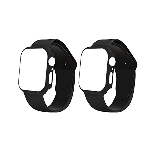 سوار ساعة 2 في 1 للنساء لساعة آبل مقاس 38/40، أسود، قطعتين - الصورة 2