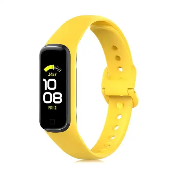 سوار ساعة بديل من السيليكون الناعم قابل للتعديل متوافق مع متتبع اللياقة البدنية سامسونج جالاكسي فيت 2 SM-R220 للنساء والرجال نيكست ستور أصفر - الصورة 2