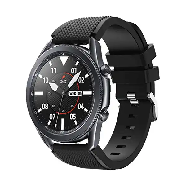 سوار بديل من اكسسوري مي متوافق مع ساعة سامسونج جالاكسي 3 45 ملم، 22 رياضي سريع الفك اسود، للكبار الجنسين - الصورة 2