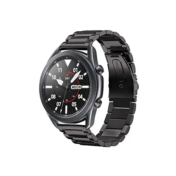 سوار أكسسوري معدني سريع الفك من الفولاذ المقاوم للصدأ متوافق مع ساعة سامسونج جالاكسي 3 مقاس 41 ملم ايه دبليو اتش أسود للجنسين - للبالغين - الصورة 2