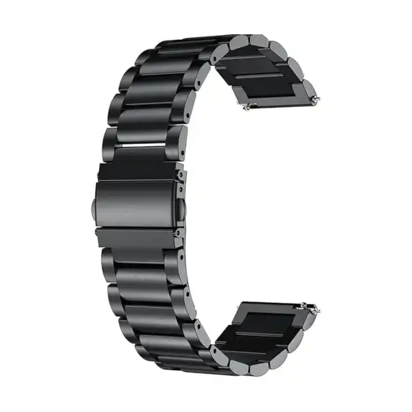 سوار ساعة ذكية 20 ملم بسلسلة معدنية ثقيلة لساعة امازفيت GTS 2 ميني بيب يو برو لايت اس 2e سامسونج جالاكسي ووتش 4 5 لجميع الساعات أسود قطعة واحدة - الصورة 2
