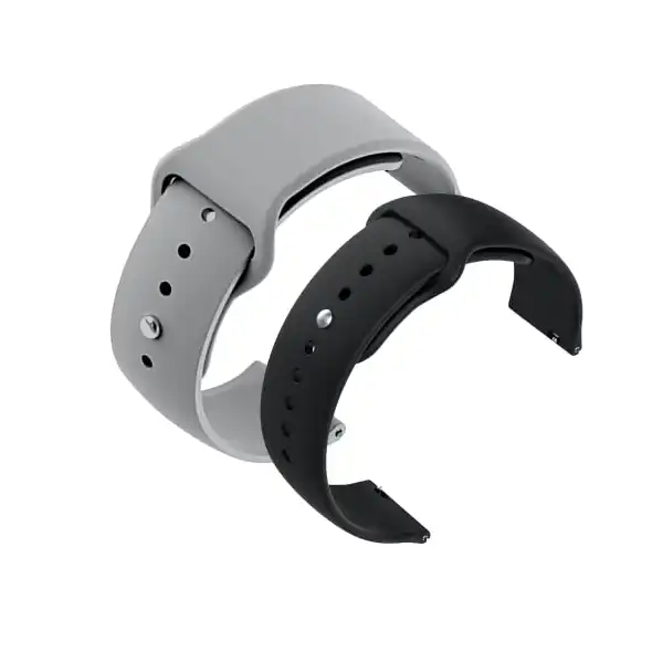 سوار ساعة بلونين من السيليكون من يودي مقاس 22 ملم لساعة ريلمي 2 برو، سوار ساعة من السيليكون بلون رمادي وأسود، الساعة غير متضمنة - الصورة 2