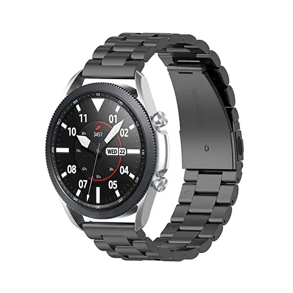 سوار ساعة متوافق مع جالكسي 4 44 40 ملم كلاسيك 46 42 بديل من الفولاذ المقاوم للصدأ 20 لساعة سامسونج جالاكسي 3 41 ملم-اكتيف 2-1-جير S2 جيه ان سي في اكس لون أسود للبالغين الجنسين - الصورة 2