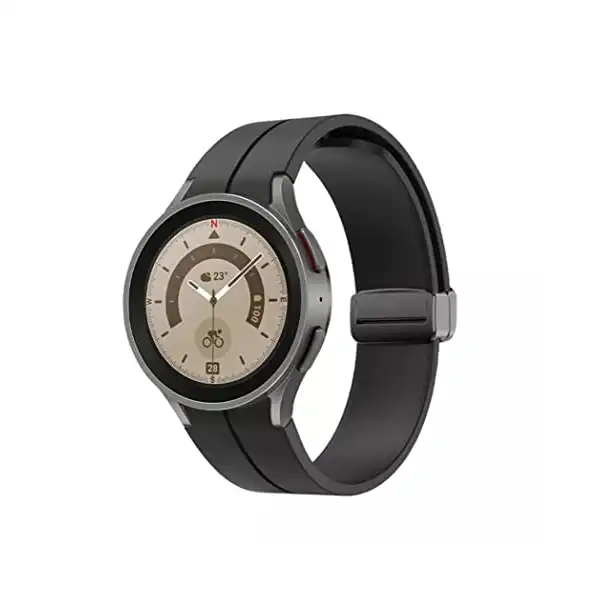 سوار سيليكون بديل متوافق مع ساعة سامسونج جالاكسي واتش 5 برو 45 ملم|جالاكسي 44/40 4 خاص تصميم بدون فجوات من دادو أسود - الصورة 2