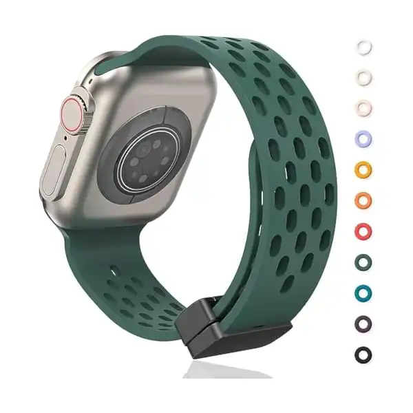 سوار ساعة رياضي من السيليكون الناعم جيد التهوية بمشبك مغناطيسي للنساء والرجال، لساعة ابل 49/ 45/ 44/ 42 ملم، سيريز SE/ 8/ 7/ 6/ 5/ 4/ 3/ 2/ 1/ الترا من Next store - الصورة 2