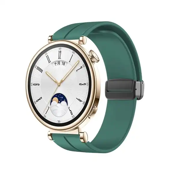 سوار مغناطيسي من نيكست ستور متوافق مع ساعة هواوي GT 4 41 ملم، سوار سيليكون ناعم متوافق مع ساعة هواوي GT 4 41 ملم، سوار بديل من السيليكون مع مشبك مغناطيسي قابل للطي مقاس (18 ملم) (أبيض) - الصورة 2