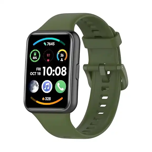 سوار سيليكون رياضي بديل متوافق مع ساعة هواوي فيت 2 من نكست ستور، سوار مقاوم للماء وجيد التهوية للرجال والنساء (زيتوني) - الصورة 2