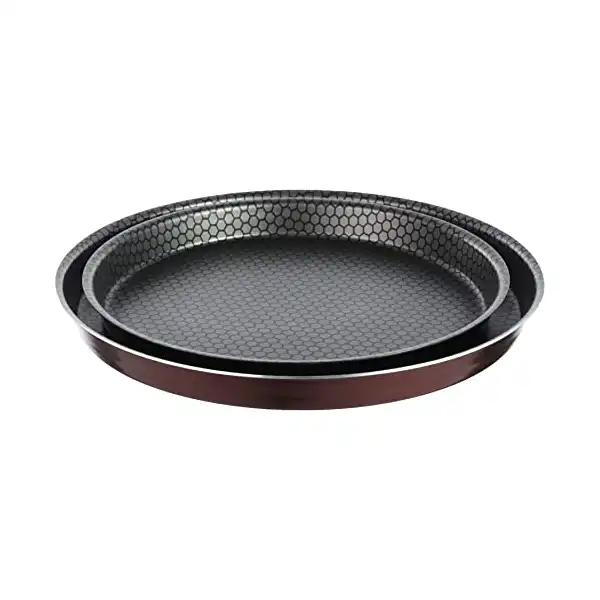 طقم صواني بيتزا، قطعتين، مقاس 24 و28 - نبيتي، من تروفال، تيفلون.، احمر - الصورة 2