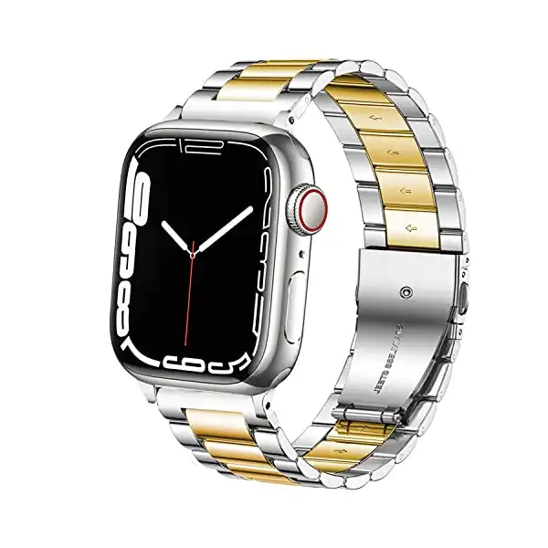 سوار ستانلس ستيل بديل متوافق مع ساعة اي ووتش 38 ملم، و42 و40 و44 و41 و45 سادة لساعة ابل اصدار 3-4-5-6- اس اي-7 للجنسين من ديليلي, 42mm-44mm-45mm ^ - الصورة 2