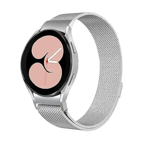 سوار ساعة كلاسيكي بديل شبكي معدني للرجال والنساء متوافق مع جالكسي 4 - 5 40 ملم 44 - برو 45 فضي من نكست ستور - الصورة 2