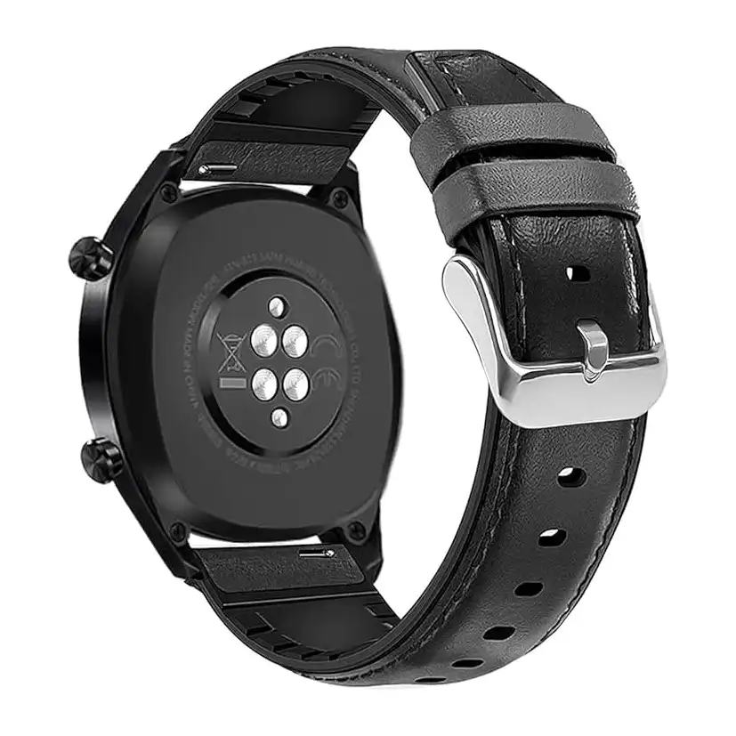 سوار ساعة من Next Store رجالي من الجلد الطبيعي والسيليكون سريع الفك، متوافق مع هواوي GT/GT2 مقاس 46 ملم وساعة سامسونج جالاكسي 46 ملم وماجيك ووتش برو 22 - الصورة 2