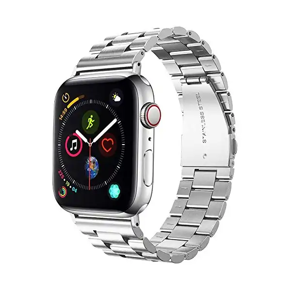 سوار ساعة اي وينر بديل بمشبك من الستانلس ستيل مع محولات اكسل متوافق مع ساعة ابل سلسلة 7/6/5/4/3/2/1 SE مقاس 38 ملم 40 ملم 41 ملم للرجال والنساء / فضي - الصورة 2