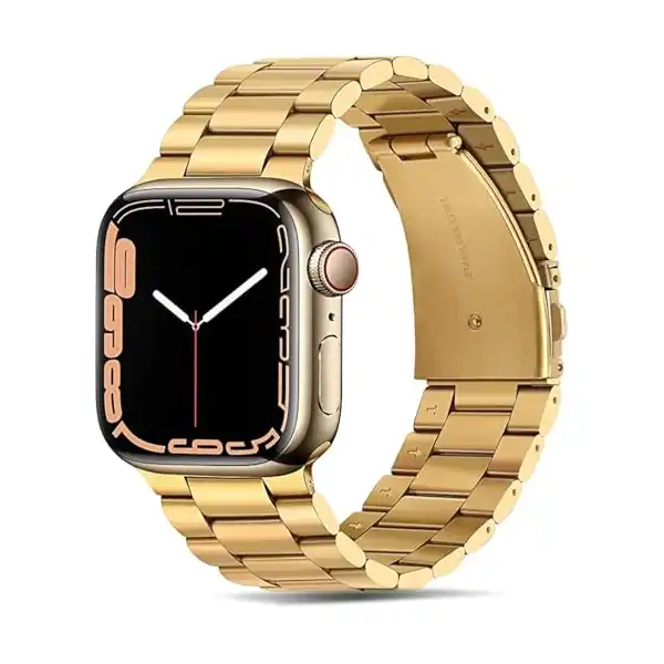 جراب ساعة من الستانليس مع سوار متوافق ابل 44 ملم وساعة اي ووتش السلسة 6-5-4-اس موبايلك ذهبي - الصورة 2