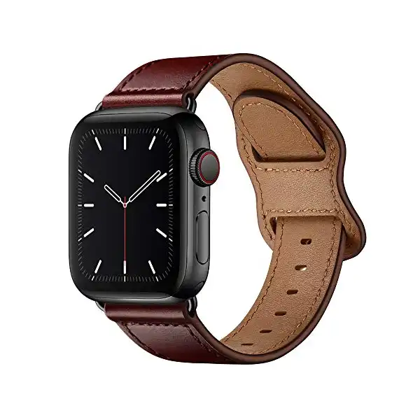 سوار ساعة متوافق مع اي ووتش 49 ملم 46 45 44 42 41 40 38 بديل من الجلد الطبيعي ابل الترا 2 - 1 اس سلسلة 10 9 8 7 6 5 4 3 كايسجوس - الصورة 2