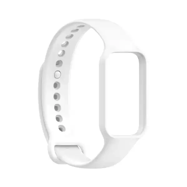 سوار بلاستيك متوافق مع شاومي سمارت باند 9 وريدمي باند 3 مع حافظة واقية ناعمة ومريحة مع سوار ساعة مدمج للاستبدال، لون أبيض - الصورة 2