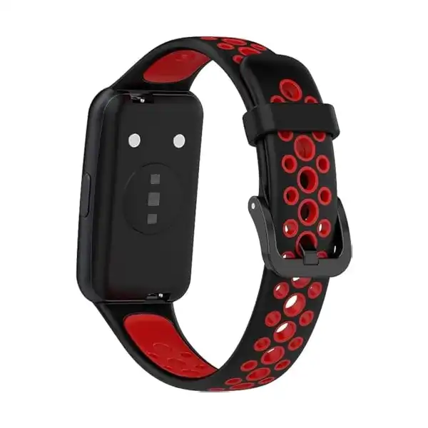 سوار ساعة رياضي متوافق مع ساعة هواوي باند 7 / هونر باند 7، مصنوع من سيليكون خفيف الوزن ومقاوم للتعرق من Next store (اسود " احمر) - الصورة 2