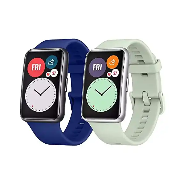 سوار بديل من السيليكون لساعة هواوي فيت من مارجون (قطعتين، أخضر مينت/أزرق غامق) - الصورة 2