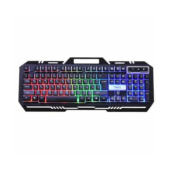 لوحة مفاتيح بوينت PT-80 للألعاب سلكية قياسية، سهلة الاستخدام ومقاومة للماء ومزودة بإضاءة ملونة لأجهزة متعددة - أسود - الصورة 2