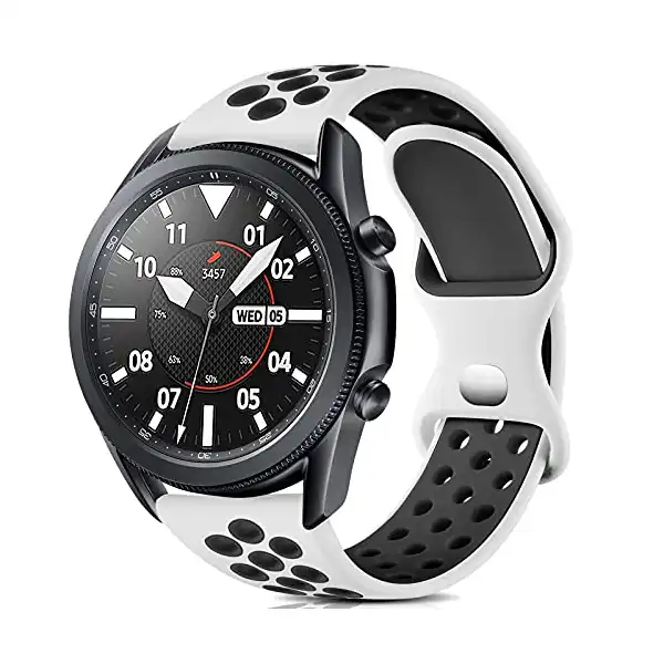 سوار ساعة متوافق مع ساعة سامسونج جالاكسي 3 45 ملم/ جالاكسي 46 ملم، جيرS3 فرونتير وكلاسيك، سوار سيليكون 22 ملم مزود بمسامات للتهوية سهل التحرير والفك، اكسسوارات للرجال والنساء من ايسوني - الصورة 2