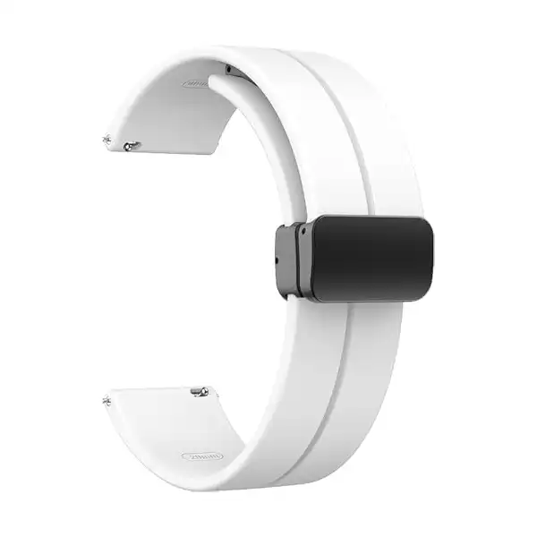 سوار ساعة مغناطيسي، سوار ساعة رياضي من السيليكون الناعم للنساء والرجال، 22 ملم، بلون (أبيض) - الصورة 2