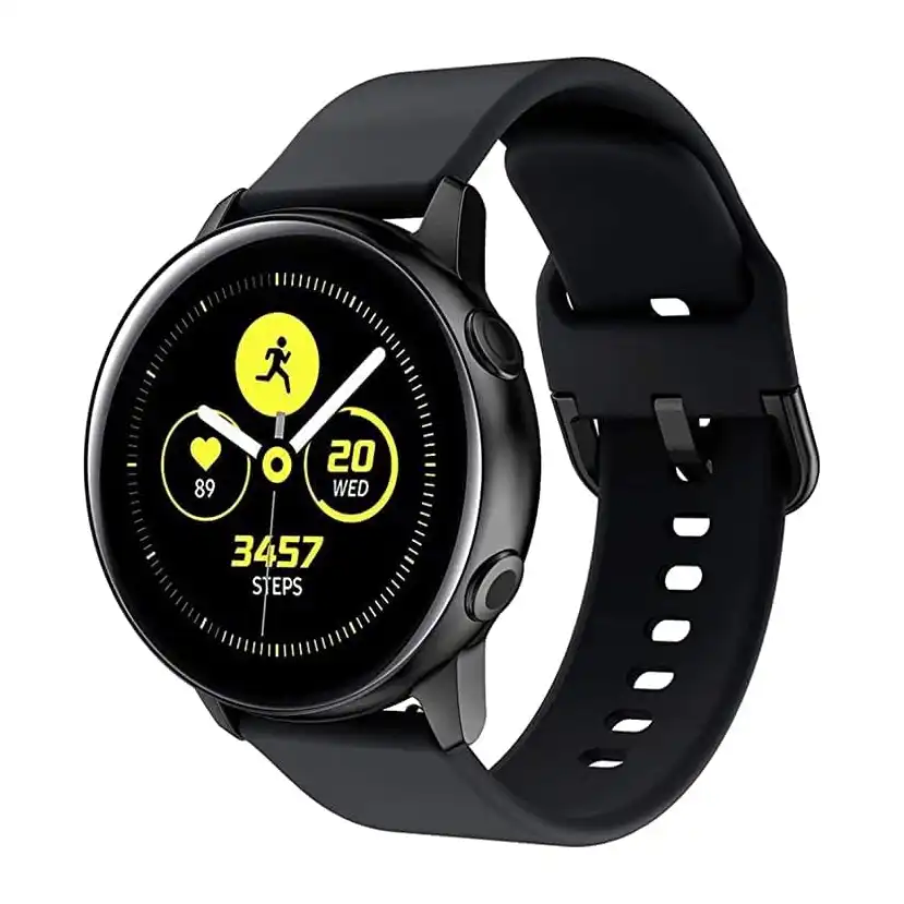 سوار ساعة من السيليكون من موبايليك، سوار ساعة رياضية مناسب لساعة جالاكسي اكتيف 2/ ووتش 3/ جير S4/ S2، اسود، 20 ملم، 20 ملم - الصورة 3