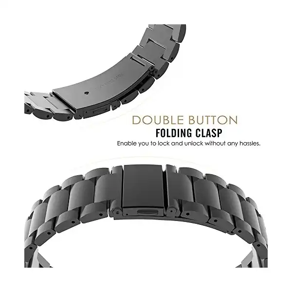 سوار بديل معدني من الفولاذ المقاوم للصدأ سريع الفك لساعة هواوي GT2e الذكية من بلوشو (أسود) - الصورة 3