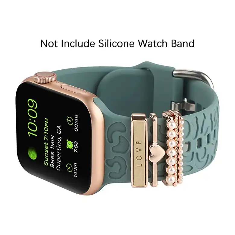 اكسسوارات زينة حلقية الشكل متوافقة مع اساور ساعة ابل السيليكون 38/ 40 /41 / 42 / 44 /45 ملم واي ووتش سلسلة 8/7/6/5/4/3/2/1 من موبايليك، دلايات معدنية لامعة لسوار الساعة، بني، للنساء - الصورة 3