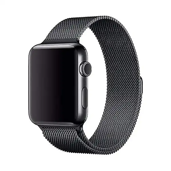 سوار ستانلس ستيل حزام مع واقي للشاشة لساعة ابل مقاس 38 ملم، اسود - الصورة 3